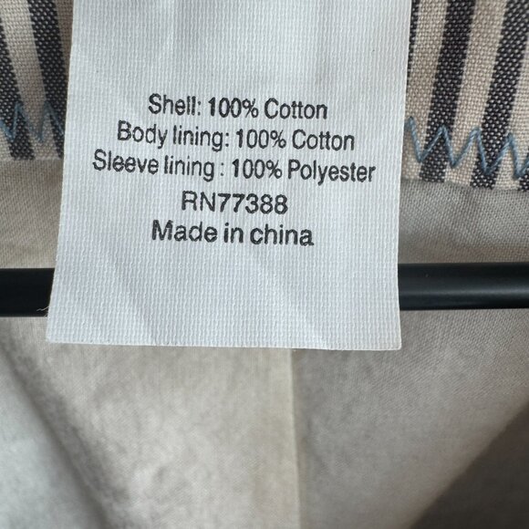 J Crew Two Button Cotton Striped Lined Blazer Grey and Cream Women's Size 14 EUC - Picture 4 of 5